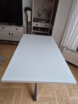 Krásný rozkládací stůl 160-200x90cm, bílý+chrom, TOP stav - 3