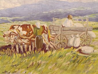 Obraz Kravský povoz, olej na plátně 67x83 - 3