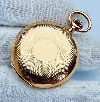 14K CELO ZLATÉ TŘÍPLÁŠŤOVÉ KAPESNÍ HODINKY AUDEMARS FRERES - 3