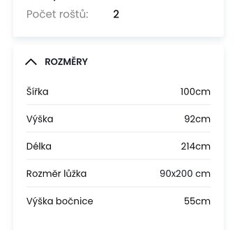 Rozkládací postel s roštem 90x200 cm nová - 3