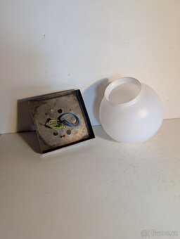 lustr z niklované mosazi, Art Deco stropnice matové stínidlo - 3