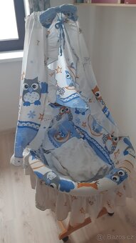 Proutený košík pro miminko - sovička, modrá - 3