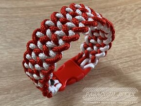 PARACORD náramek (19 cm) red - white - 3