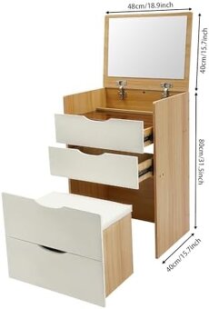 Toaletní stolek na líčení se 3 zásuvkami - 3