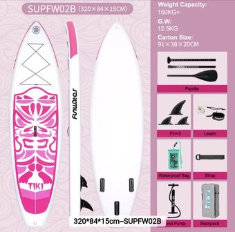 Paddleboard TIKI Pink 🩷, surfboard 320x84x15, 150 kg - 3