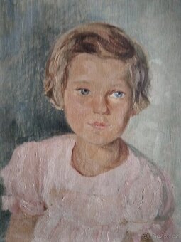 obraz HOLČIČKA V RŮŽOVÝCH ŠATECH, olej, B. Radová - 3