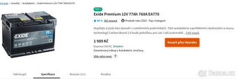 Autobaterie Exide Premium 12V, 77Ah, 760A - 3