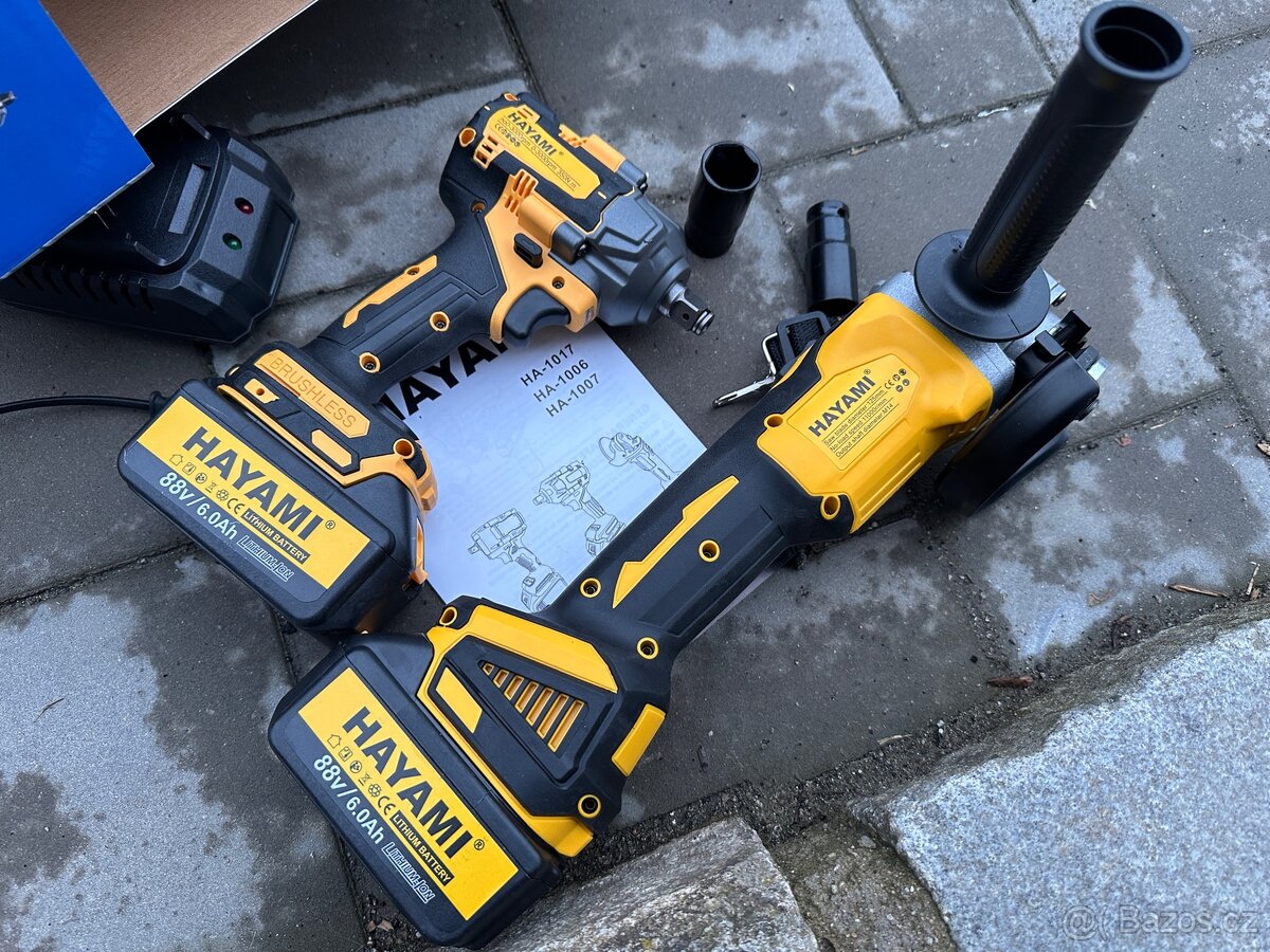 Aku utahovák + aku bruska / flexa - 2x baterie - 4