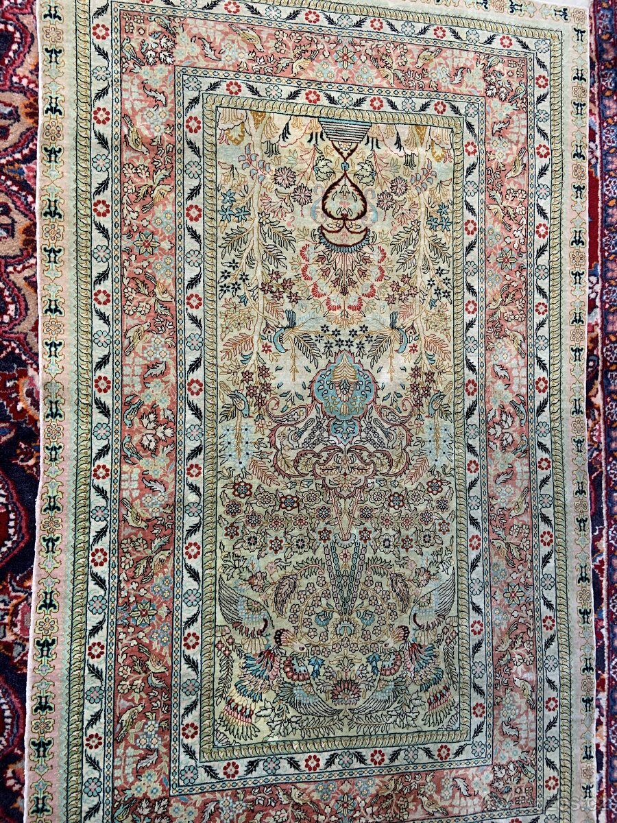 luxusní Perský koberec hedvabi na hedvábí HEREKE 150x78 - 4