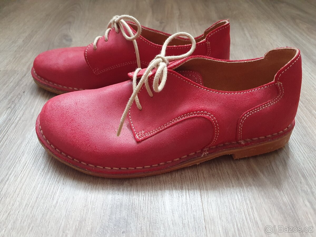 Červené kožené polobotky vel. 38 - 4