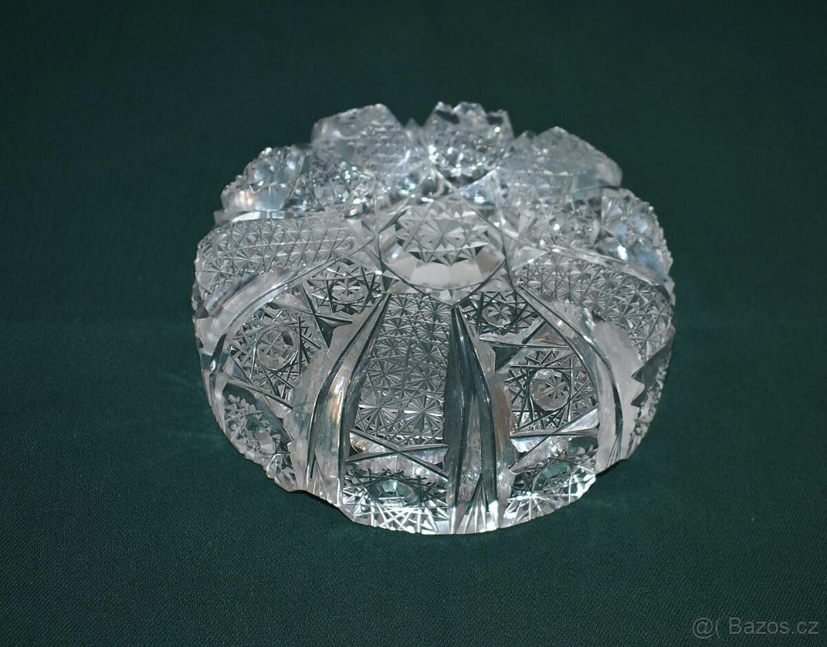 Starožitný broušený popelník - 4