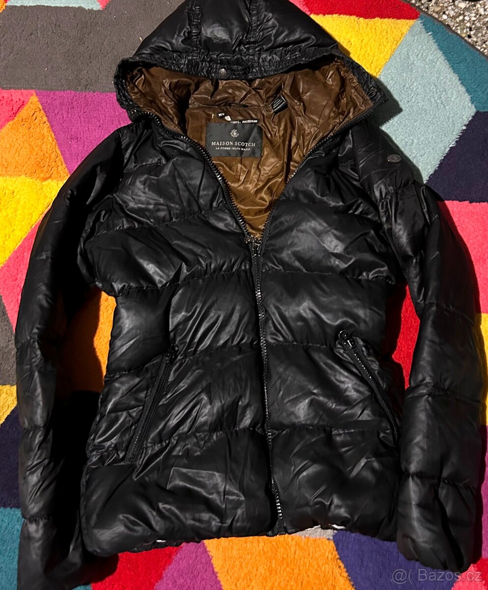 MAISON SCOTCH KRÁSNÁ DÁMSKÁ ZIMNÍ LUXUSNÍ PÉŘOVÁ BUNDA M 40 - 4