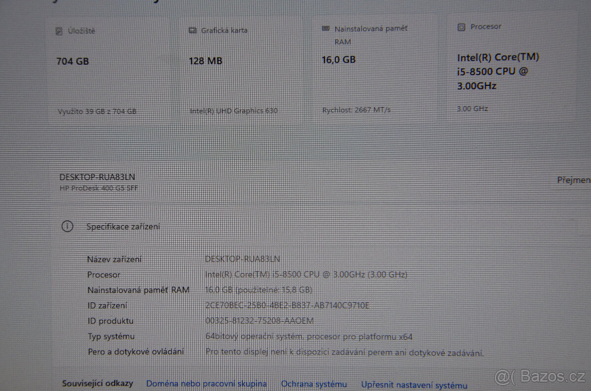 HP Prodesk 400 G5 SFF i5/16GB/SSD256+500GB/Záruka - 4