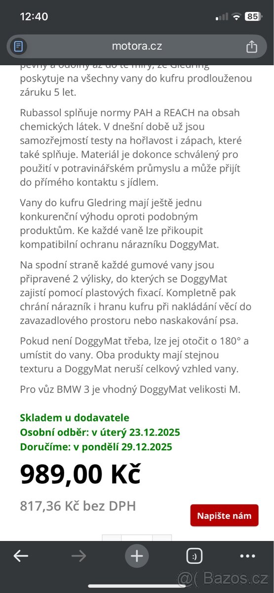 Gumová vana do kufru BMW 3 G20 Sedan (od roku 2018>) - 4