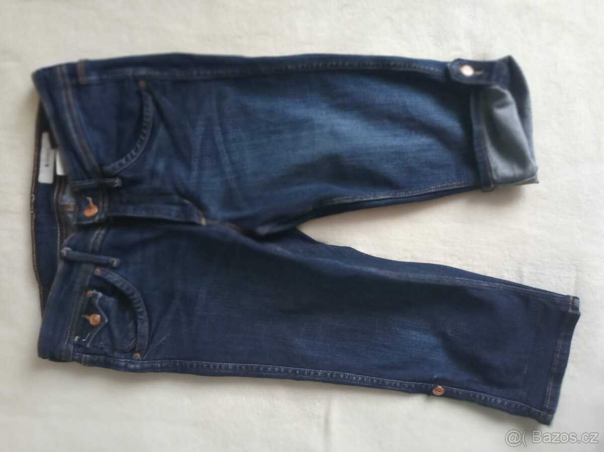 modré capri džíny, zn.H&M - 4