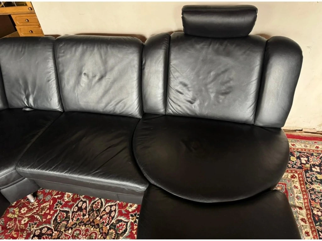 Luxusní rohová kožená sedací souprava s taburetem,3199 - 4