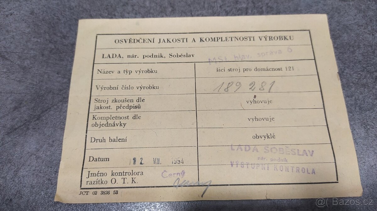 Prodám funkční šicí stroj Lada šlapací z roku 1954(viz.foto) - 4