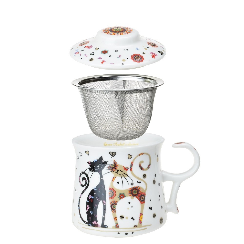 Hrnek se sítkem a víčkem 380 ml "Cats in love" - 4
