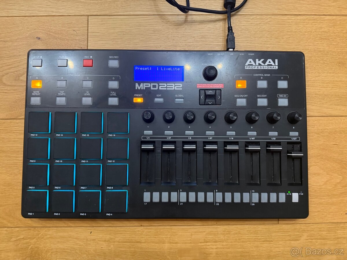 🎛️ AKAI MPD232 – profi USB/MIDI pad kontrolér, 16 padů - 4