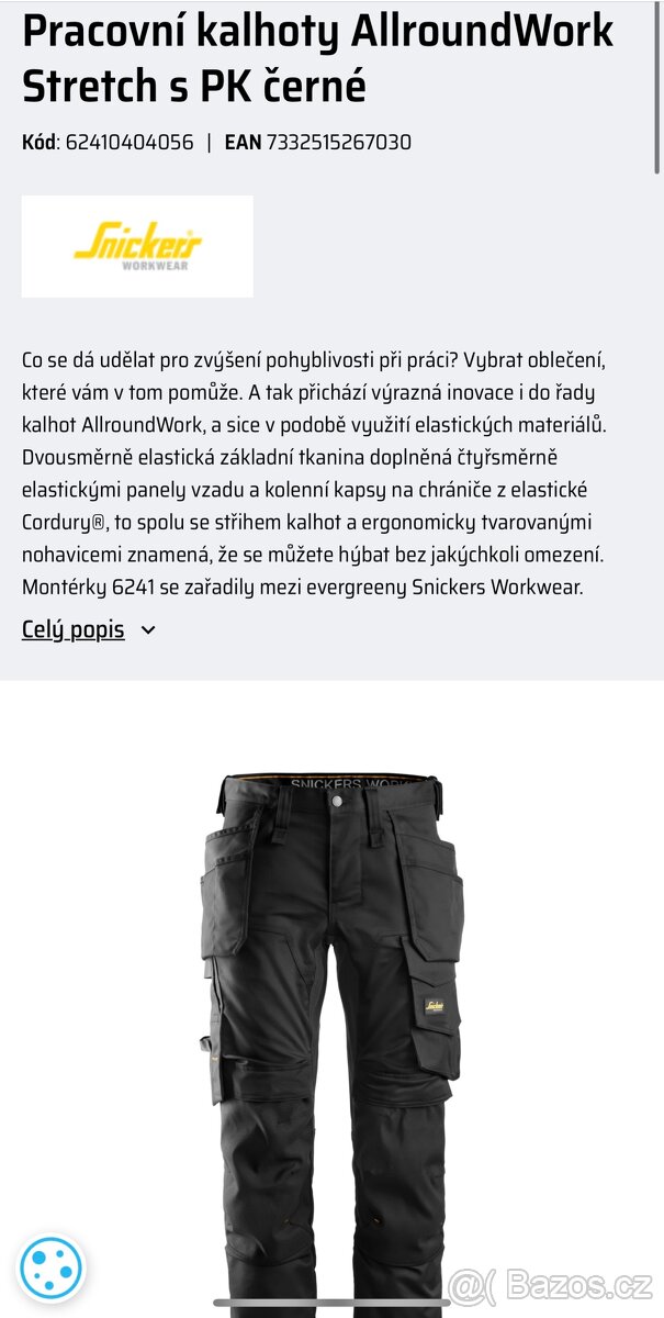 Kalhoty Snickers workwear nové - 4