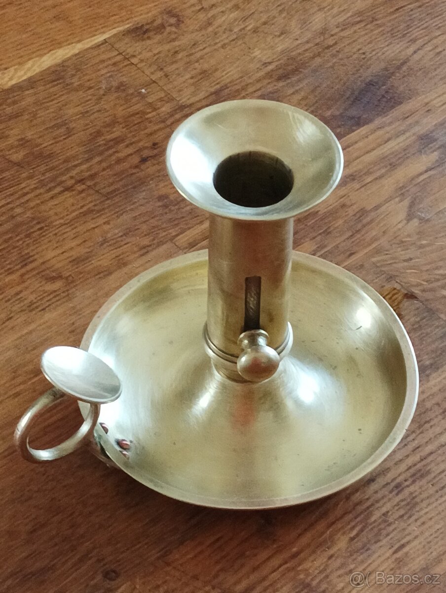 MOSAZNÝ EMPÍROVÝ SVÍCEN BIEDERMEIER Z 19. STOL. FRANCIE - 4