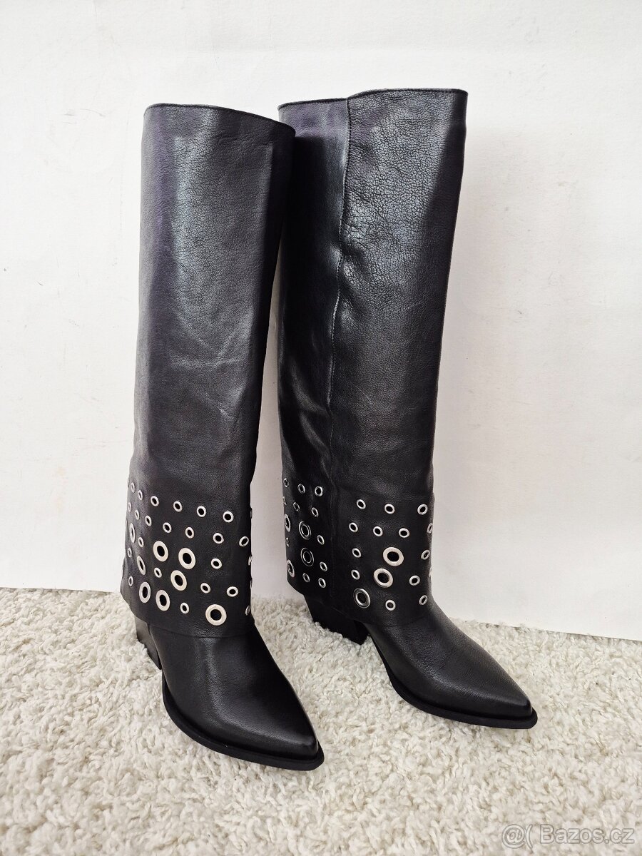 Nové dámské kožené vysoké kozačky, velikost 38 a 39 - 4