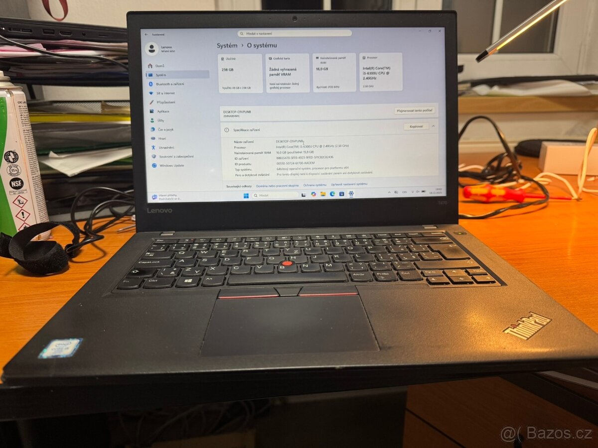Lenovo T470 WIN11 PRO, 16GB RAM 256SSD - 4