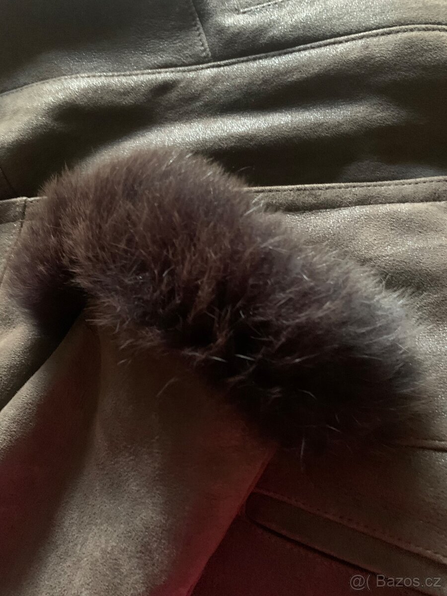 Prodam dámský kabát semiš+liška limec - 4