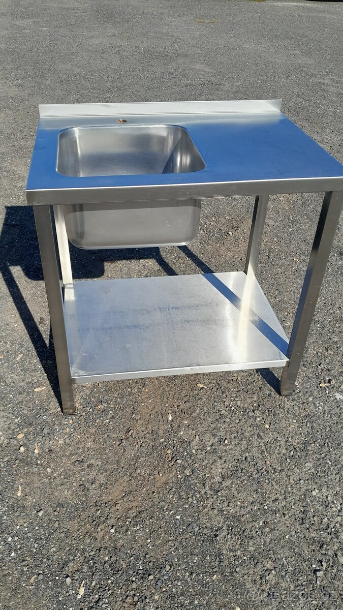 Nerezový stl s dřezem 85x60x85 cm se sp. polici - 4