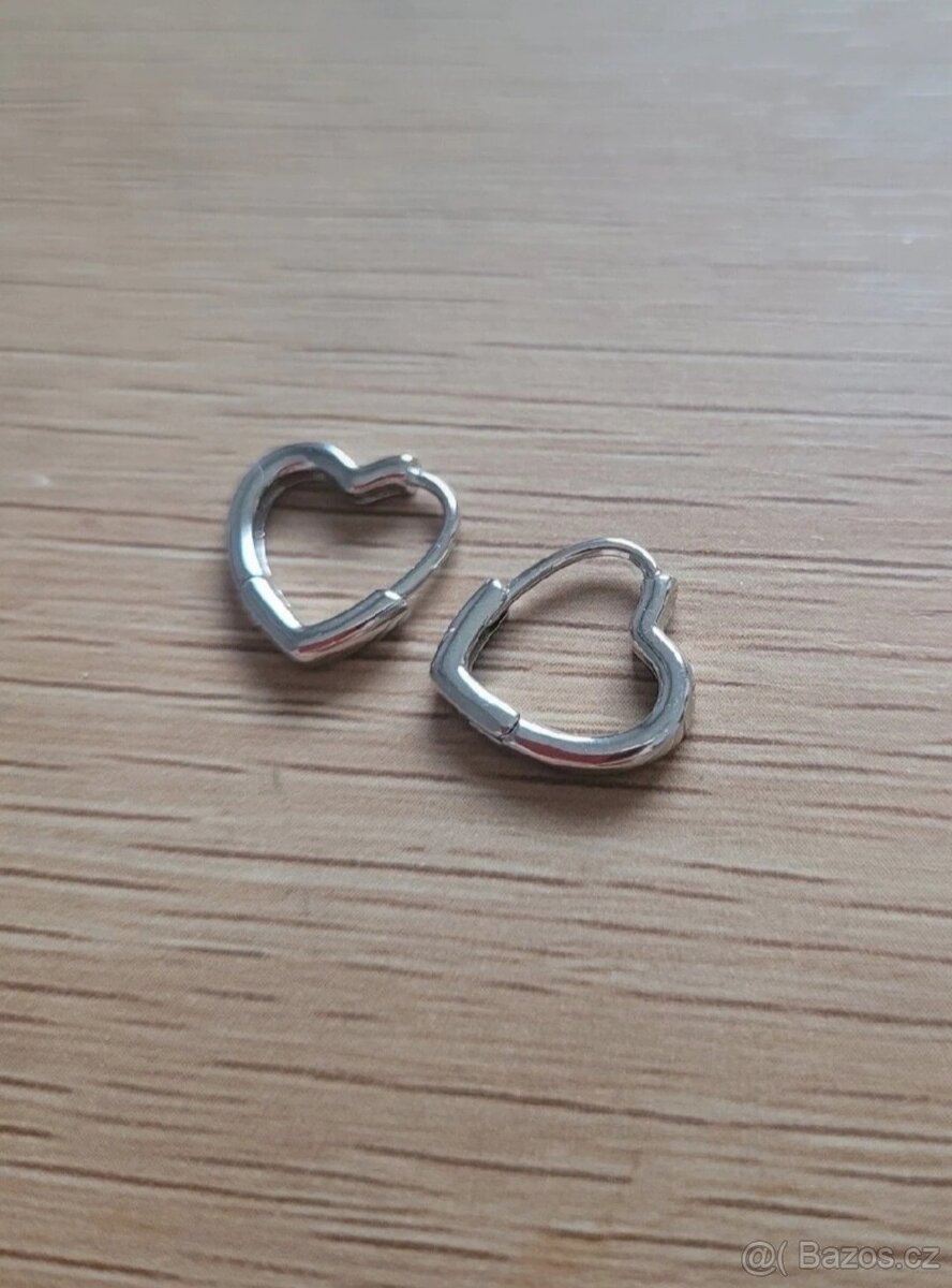 Nové dámské stříbrné náušnice 925 srdce srdíčka ocel - 4