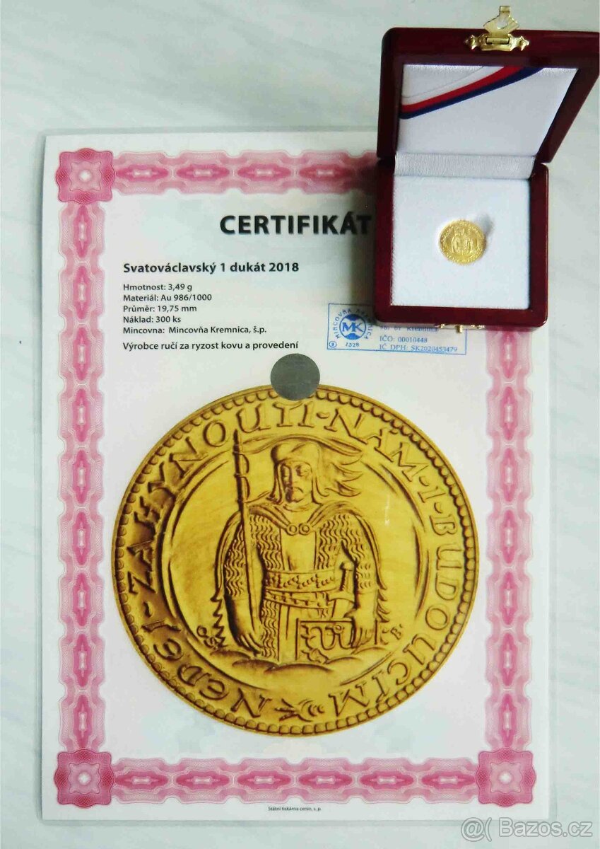 Svatováclavský dukát 2018 s číslovaným certifikátem - 4