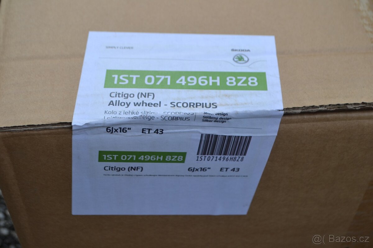 Škoda Citigo/Seat Mii,VW UP-Nové orig. Alu kola R16, 4x100 - 4