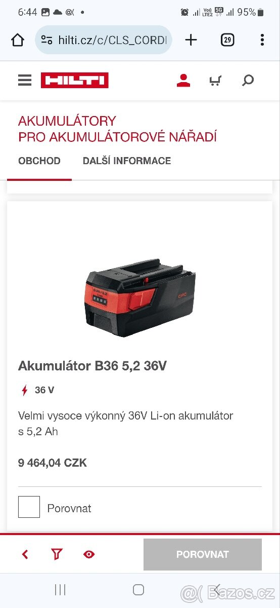 HILTI AKUMULÁTOR B36 5,2 36V
- 4