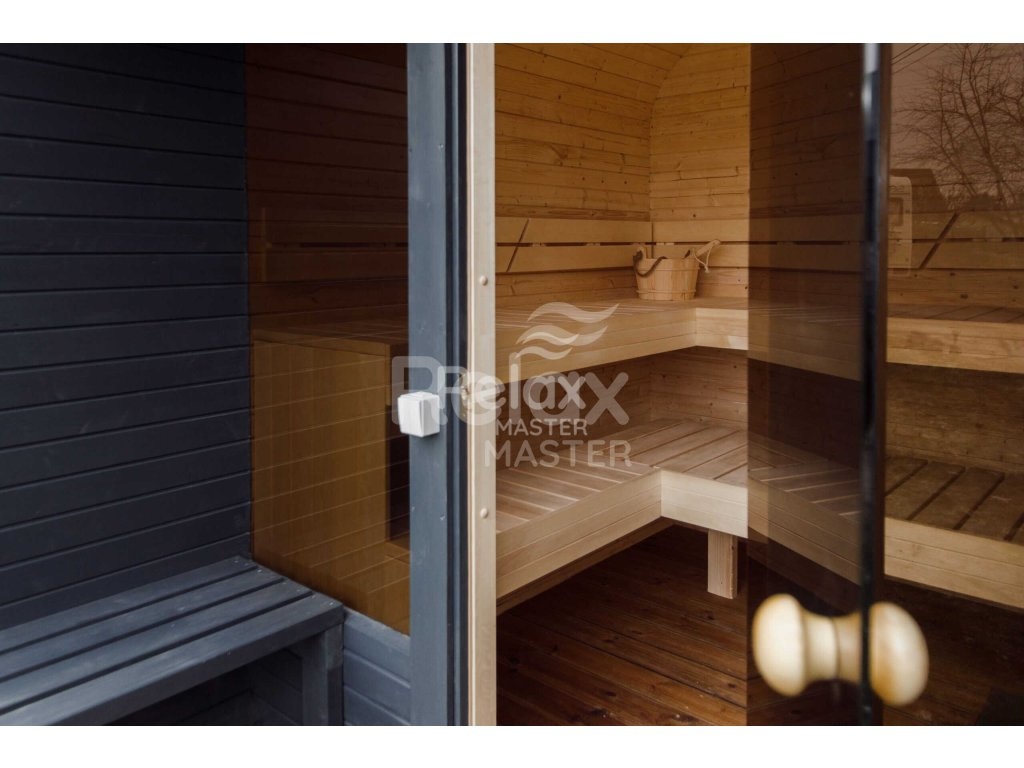 Zahradní finská sauna CUBE sauna 3M s terasou - 4