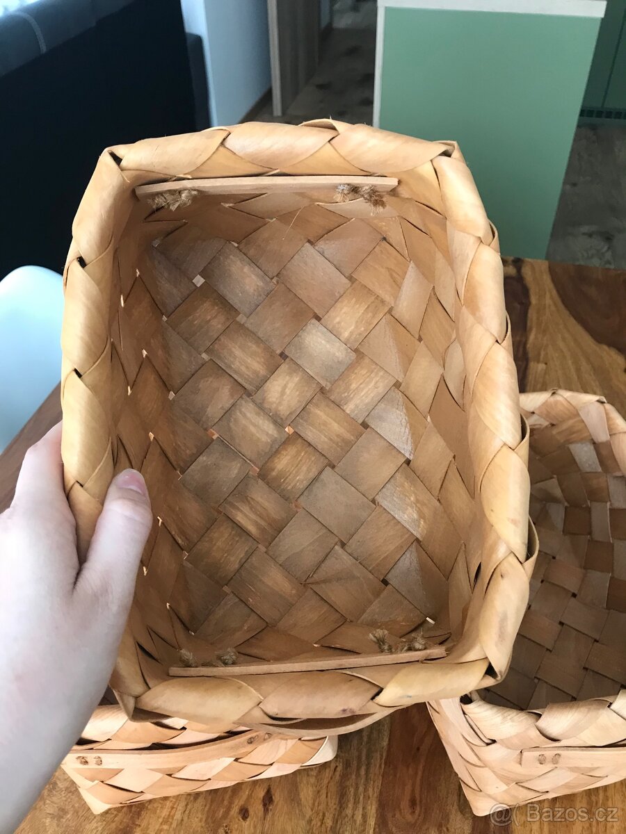 Dřevěné košíky s uchy 3ks - 4