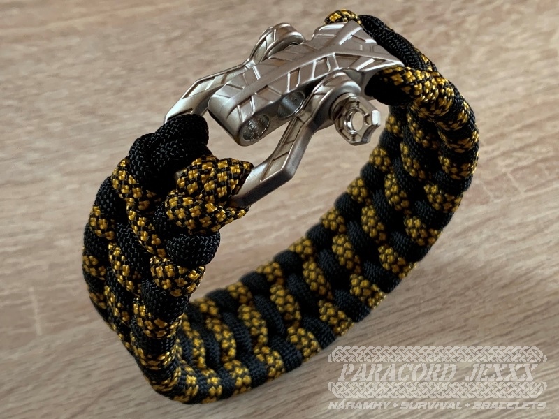Paracord náramek (20 cm) gold - black - 4