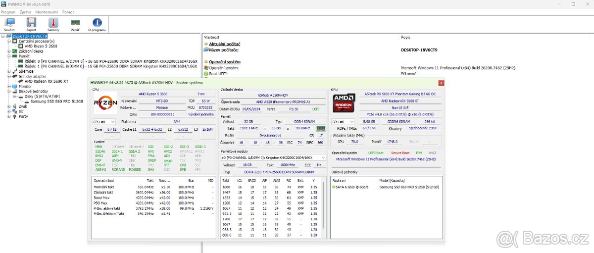 Ryzen 5 3600, 32GB DDR4,RX5600XT 6GB, SSD 512GB - 4