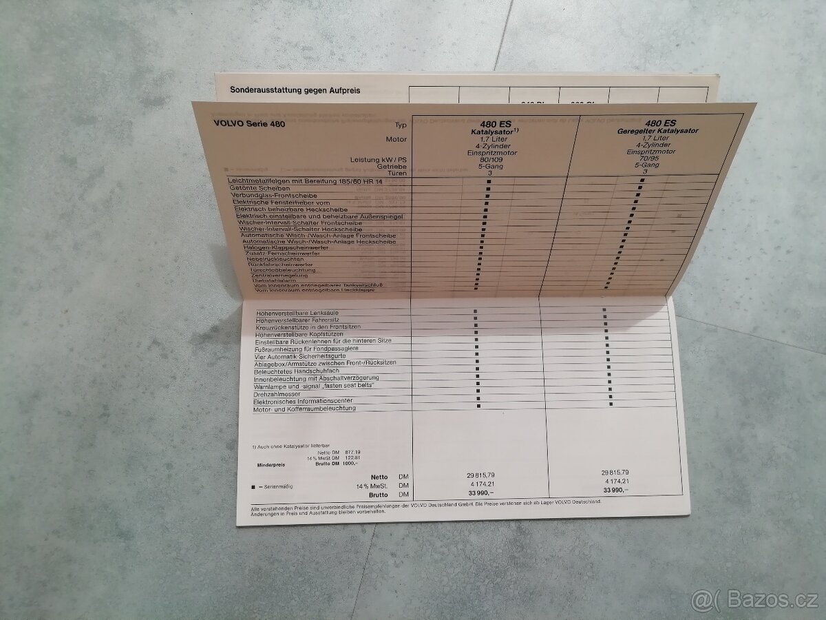 Volvo - ceník 1988 - doprava v ceně - 4