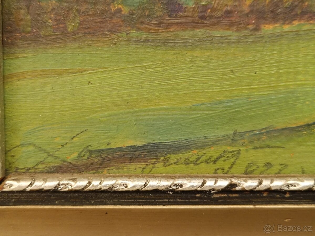 Obraz Šumava červánky 1922, olej 33x42 - 4