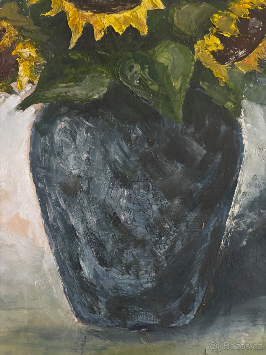 Obraz Michal Vaško, Slunečnice 1982, olej 88x72 - 4