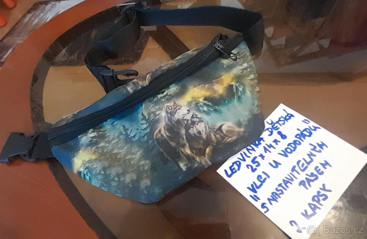 Ledvinka dětská "Vlci u vodopádu", 2 kapsy, NOVÁ - 4