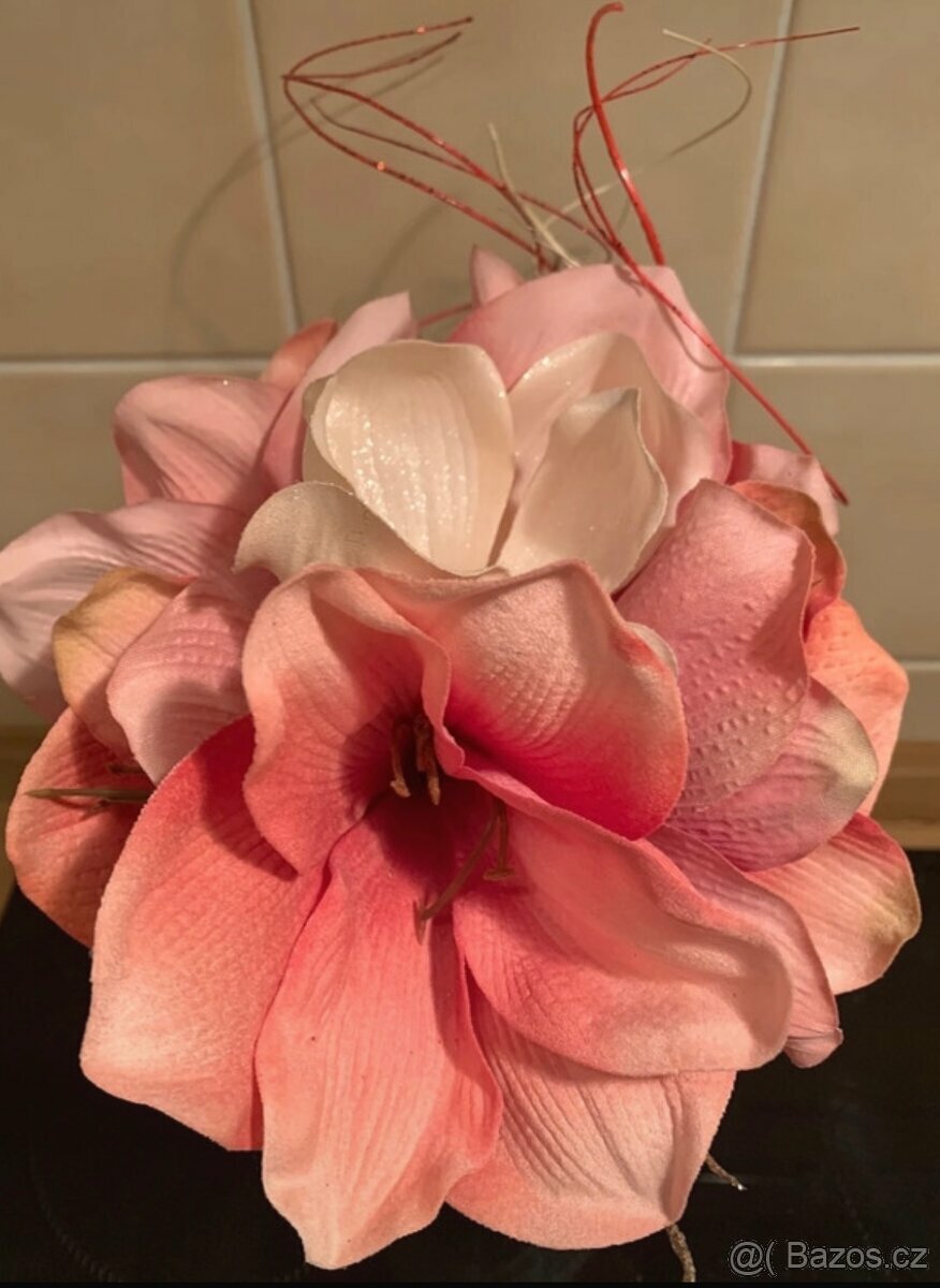 Keramický set, váza,kytka, tác a svícen - 4