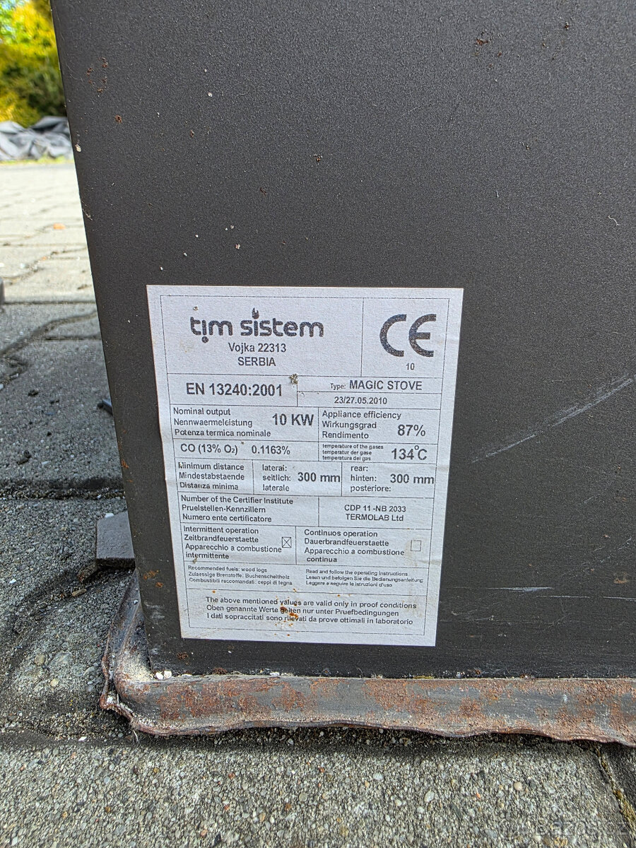 Krbová kamna TIM SISTEM MAGIC STOVE, 10kW, černá - 4