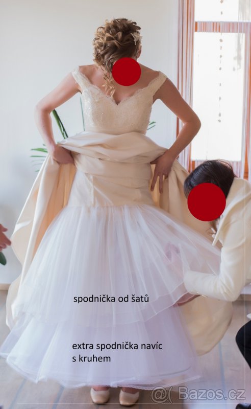 Svatební šaty Jasmine Bridal gold champagne s krajkou - 4