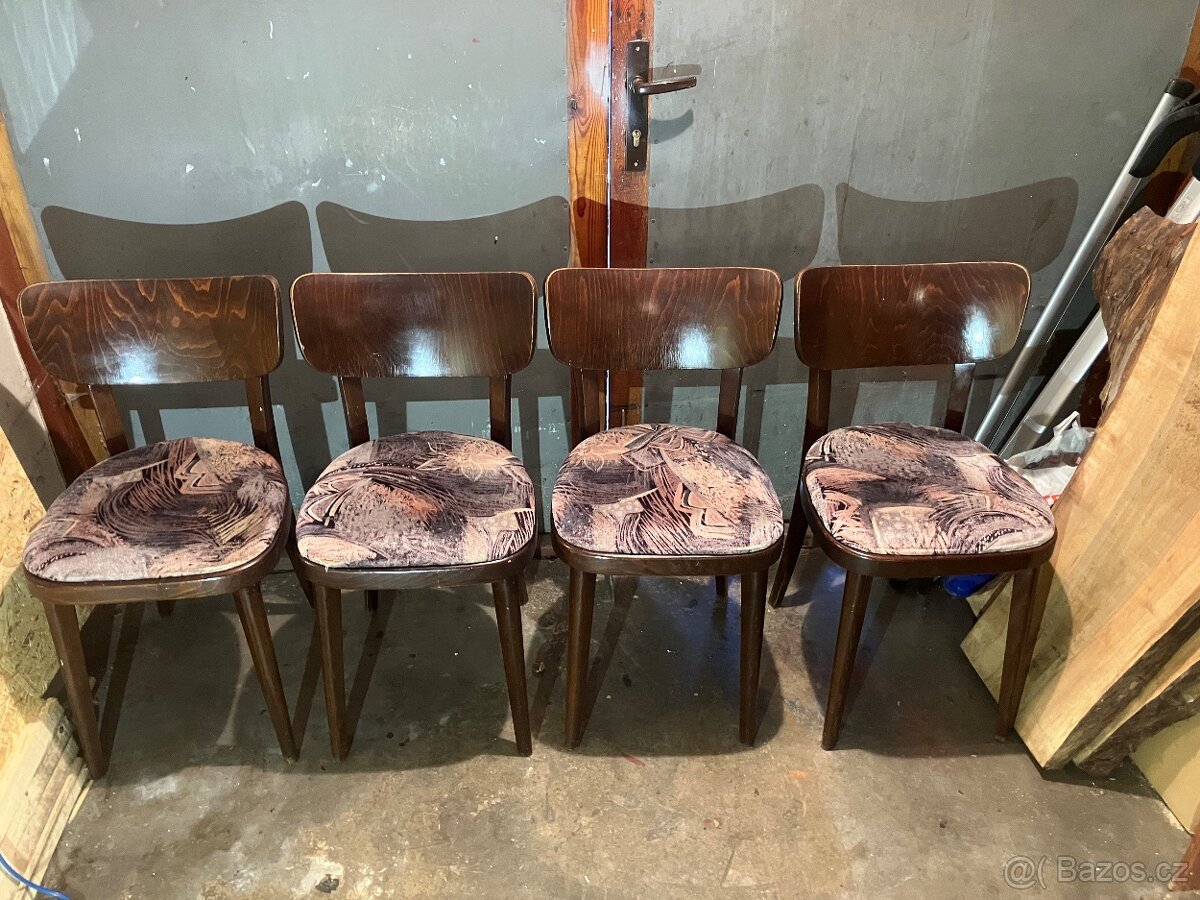 THONET sada 4 retro židlí, 50.60. léta - 4