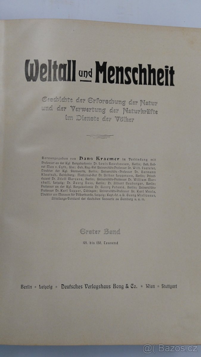 Prodám knihu Weltall und Menfchheit, díl I. - V. - 4