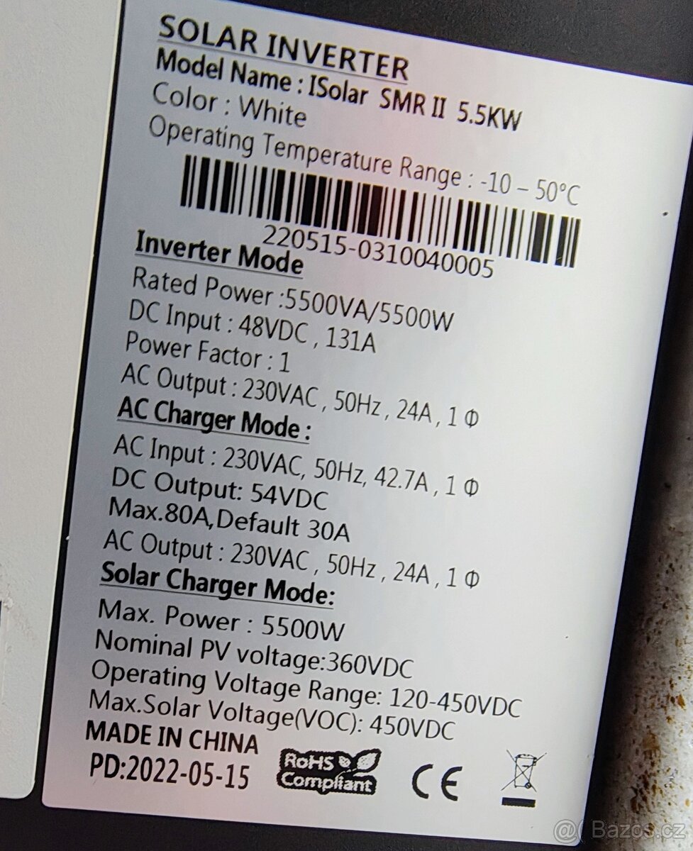 Střídač POWLAND 5,5kW - CHYBA 04 - 4