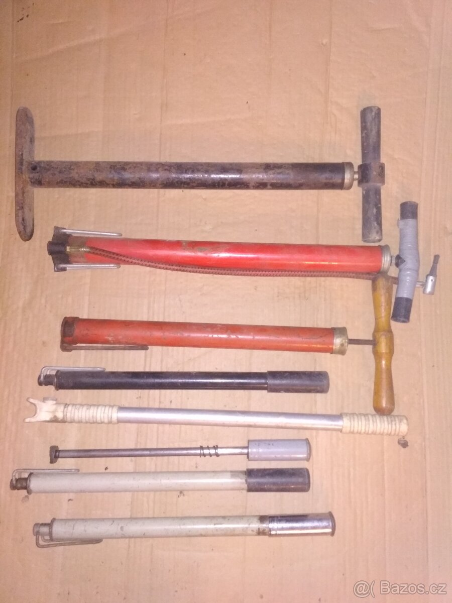 starý, retro hever, zvedák na auto + pumpy - 4