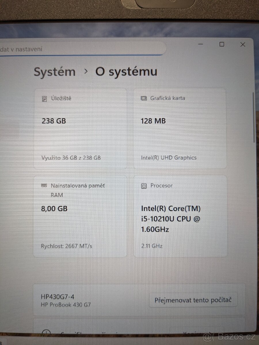 Notebook HP Probook 430 G7 8GB/256GB - 4