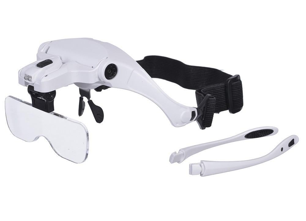 Nepožitá náhlavní lupa s 5 čočkami a LED světlem - 4